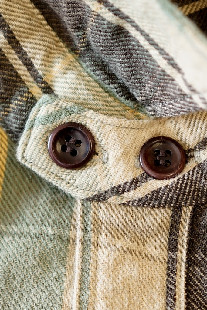 WARE HOUSE (ウエアハウス)　ネルシャツ　3022　"FLANNEL SHIRTS WITH CHINSTRAP"　H柄ベージュ・ワンウォッシュ