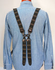 Dapper's(ダッパーズ)　Hバックスタイル・サスペンダー　1829A　"Classical Suspenders by Gevaert"　ブラック/ベージュ(スラッシュ)×ブラックレザー