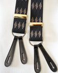 Dapper's(ダッパーズ)　Hバックスタイル・サスペンダー　1829A　"Classical Suspenders by Gevaert"　ブラック/ベージュ(スラッシュ)×ブラックレザー