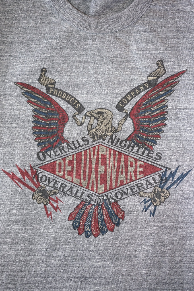DELUXEWARE (デラックスウエア)　半袖Tシャツ　BRGX-262　"EAGLE BRAND"　杢D.グレー