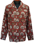 ADJUSTABLE COSTUME (アジャスタブルコスチューム)　長袖オープンカラーシャツ　AS-191　"ORIGINAL BAGRU PRINT OPEN COLLAR SHIRT"　ワイン