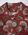 ADJUSTABLE COSTUME (アジャスタブルコスチューム)　長袖オープンカラーシャツ　AS-191　"ORIGINAL BAGRU PRINT OPEN COLLAR SHIRT"　ワイン