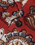 ADJUSTABLE COSTUME (アジャスタブルコスチューム)　長袖オープンカラーシャツ　AS-191　"ORIGINAL BAGRU PRINT OPEN COLLAR SHIRT"　ワイン