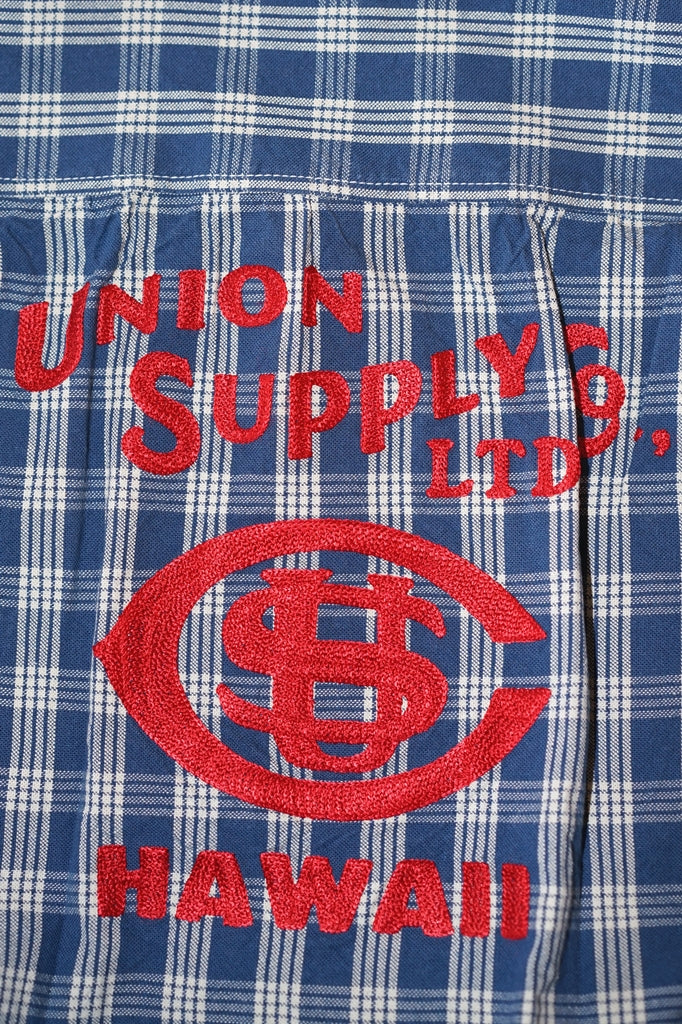 UNION SUPPLY (ユニオンサプライ)　パラカジャケット　US15902　"PALAKACHECK SHIRT BLOUSE"　ネイビー・ワンウォッシュ