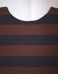 WARE HOUSE (ウエアハウス)　7分袖2インチボーダーTシャツ　4051　スミクロ×ブラウン