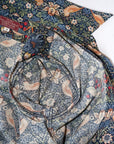 ADJUSTABLE COSTUME (アジャスタブルコスチューム)　半袖オープンカラーシャツ　AS-088　"William Morris Strawberry Thief"　ネイビー