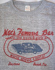 WARE HOUSE (ウエアハウス)　7分袖ベースボールTシャツ　4800　"MAC’S FAMOUS BAR"　杢グレー×スミクロ