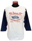 WARE HOUSE (ウエアハウス)　7分袖ベースボールTシャツ　4800　"MAC’S FAMOUS BAR"　クリーム×ネイビー