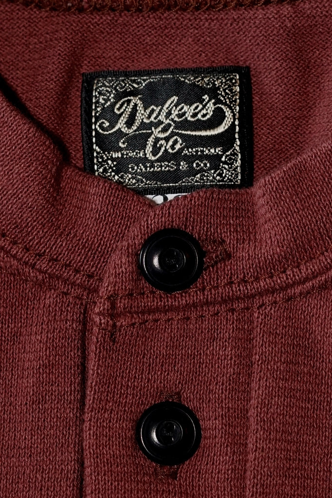 DALEE'S (ダリーズ)　6分袖ヘンリーネックTシャツ　"Rail Nit.E (レイルニット.E)"　...1920s RAIL ROAD KNIT　RDS.レッド