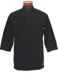 DALEE'S (ダリーズ)　6分袖ヘンリーネックTシャツ　"Rail Nit.E (レイルニット.E)"　...1920s RAIL ROAD KNIT　ブラック