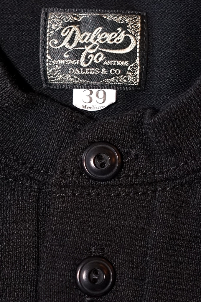 DALEE'S (ダリーズ)　6分袖ヘンリーネックTシャツ　"Rail Nit.E (レイルニット.E)"　...1920s RAIL ROAD KNIT　ブラック