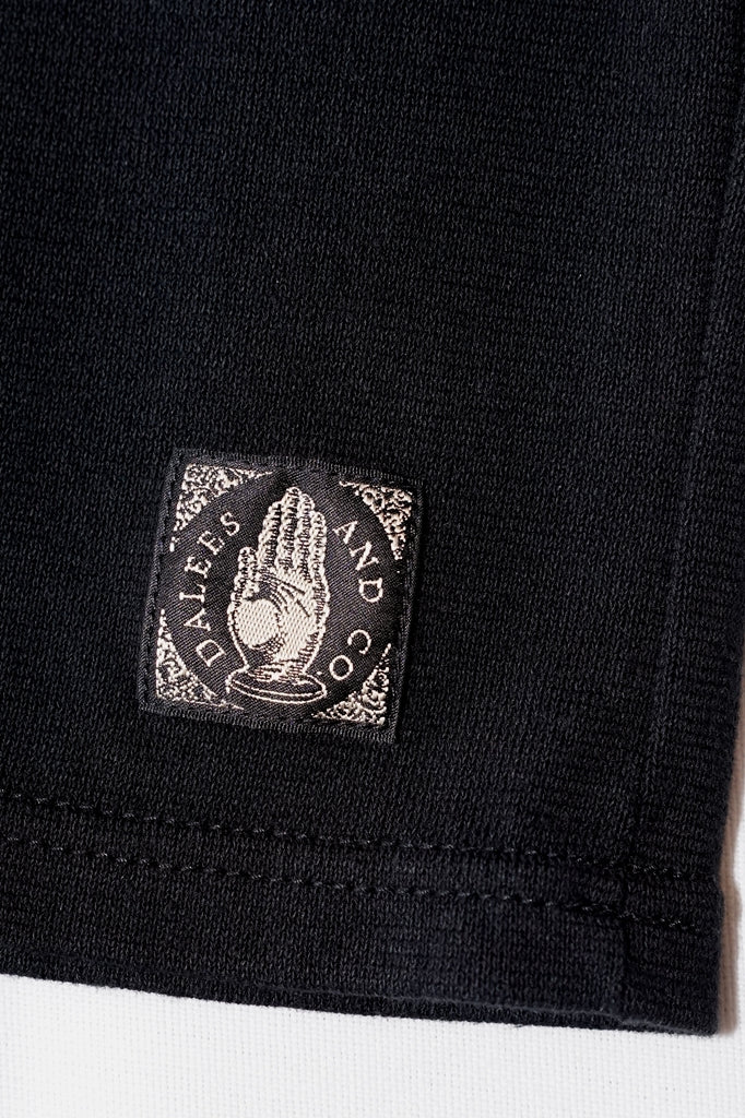 DALEE'S (ダリーズ)　6分袖ヘンリーネックTシャツ　"Rail Nit.E (レイルニット.E)"　...1920s RAIL ROAD KNIT　ブラック