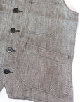 Dapper's (ダッパーズ)　リネンベスト　1866　"Classical Linen Work Vest"　ブラックミックス・ヘリンボーン