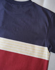 WARE HOUSE (ウエアハウス)　パネルボーダーTシャツA柄　4112　ネイビー/ボルドー