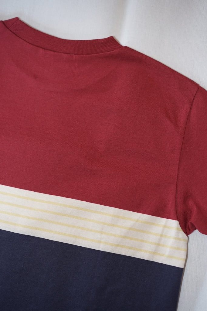 WARE HOUSE (ウエアハウス)　パネルボーダーTシャツA柄　4112　ボルドー/ネイビー