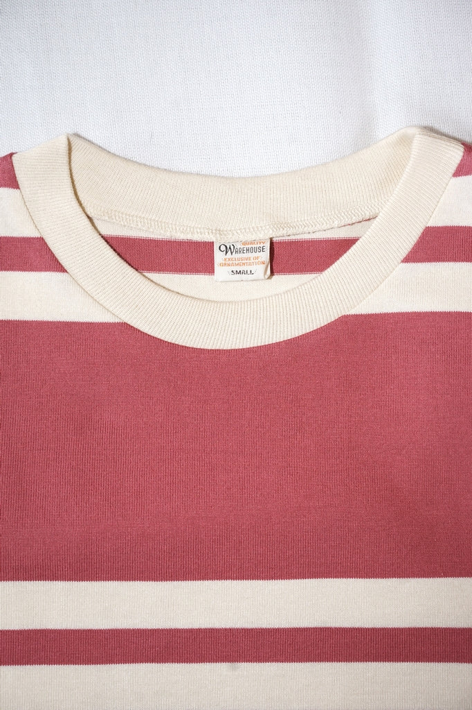 WARE HOUSE (ウエアハウス)　半袖ボーダーTシャツ　4113　サーモン