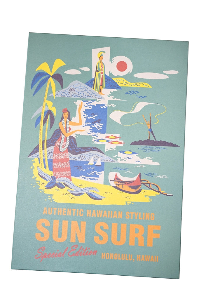 SUN SURF Special Edition (サンサーフ・スペシャルエディション)　半袖ハワイアンシャツ　SS39678　"ORIGINAL MATSON MENU DESIGN by EUGENE SAVAGE"　グリーン