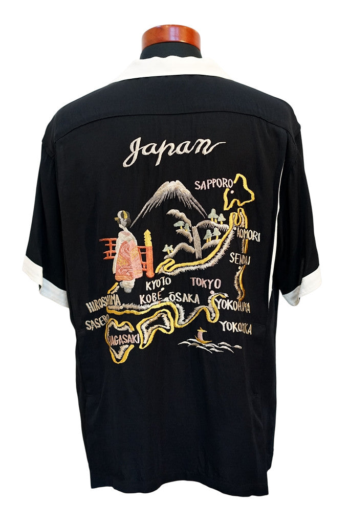 TAILOR TOYO (テーラー東洋)　半袖スカシャツ　TT39699　"JAPAN MAP"　ブラック