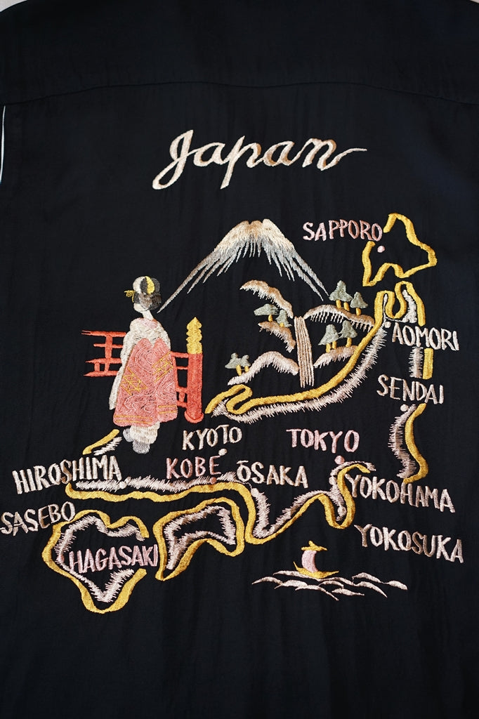 TAILOR TOYO (テーラー東洋)　半袖スカシャツ　TT39699　"JAPAN MAP"　ブラック