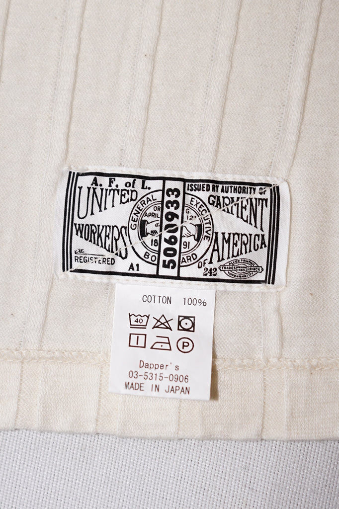 Dapper's (ダッパーズ)　半袖Tシャツ　1860　"Drop Stitch Crewneck Tee Special Sewing Model"　オフホワイト