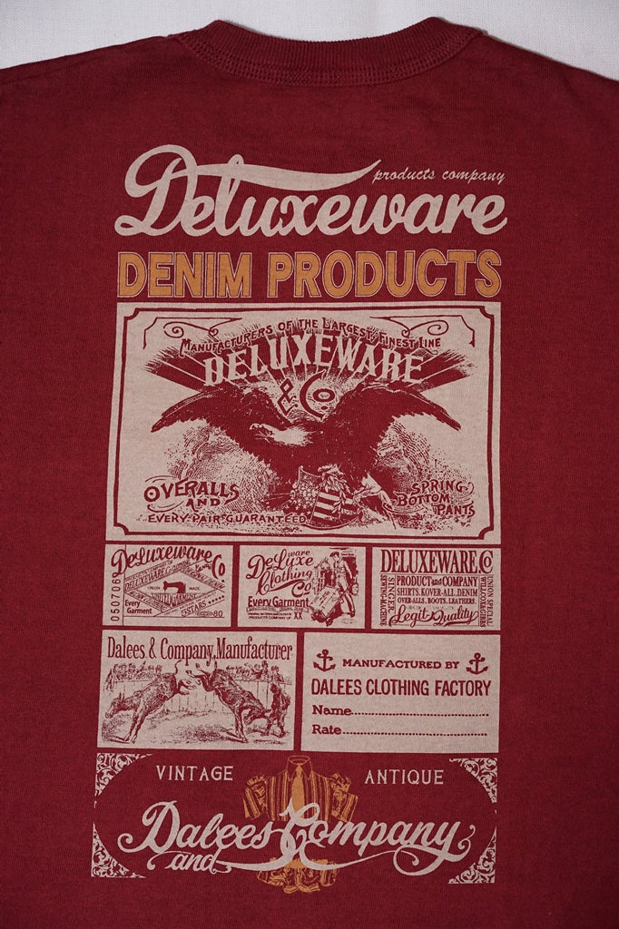 DELUXEWARE (デラックスウエア)　半袖Tシャツ　BRG-DD5　"DELUXEWARE &amp; DALEE'S"　クリムゾンレッド