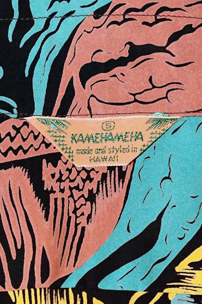サンサーフ・スペシャルエディション　半袖ハワイアンシャツ　SS39673　"GAUGUIN WOODCUT MYSTIC"　ブラック