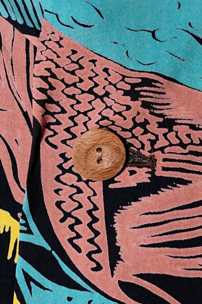 サンサーフ・スペシャルエディション　半袖ハワイアンシャツ　SS39673　"GAUGUIN WOODCUT MYSTIC"　ブラック