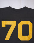 WARE HOUSE (ウエアハウス)　7分袖フットボールTシャツ　4063　"NO.70"　ブラック