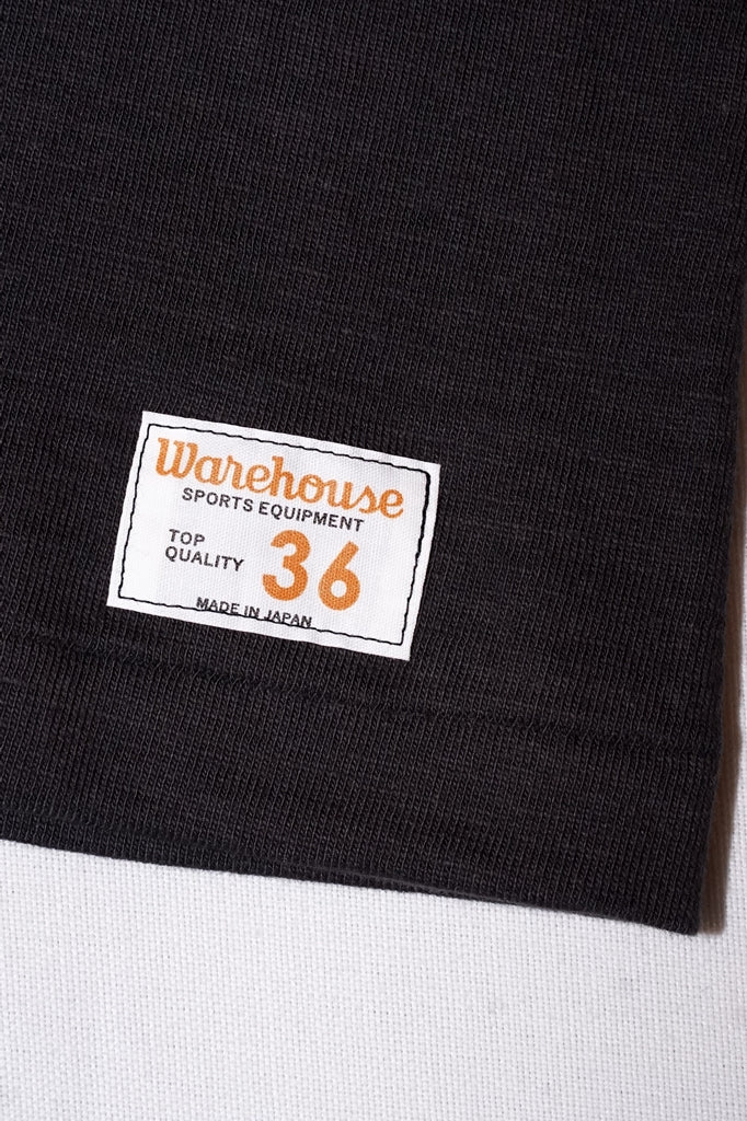 WARE HOUSE (ウエアハウス)　7分袖フットボールTシャツ　4063　"NO.70"　ブラック