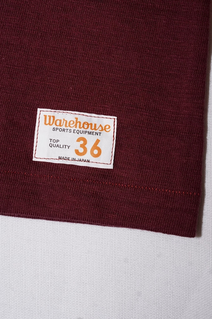 WARE HOUSE (ウエアハウス)　7分袖フットボールTシャツ　4063　"NO.70"　ボルドー