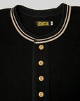 Dapper's (ダッパーズ)　ヘンリーネック・長袖メッシュTシャツ　1501　"Classical Henley Neck Mesh L/S Tee"　ブラック×ベージュ