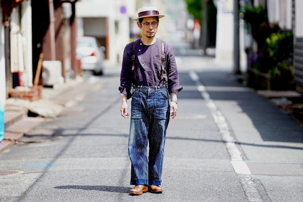 Dapper's (ダッパーズ)　リネン・プルオーバーシャツ　1623　"Round Placket Miners Pullover Shirts"　グレープ