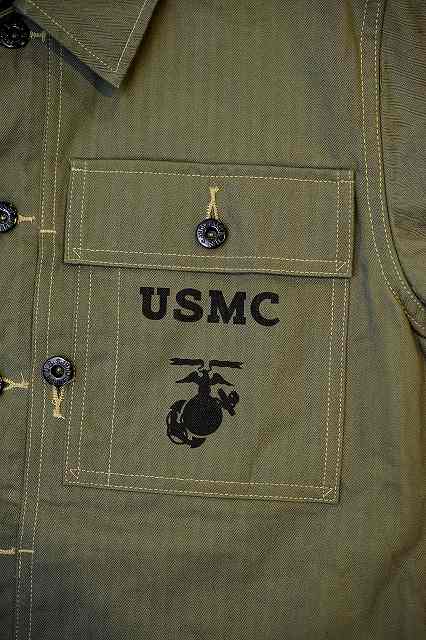 BUZZ RICKSON'S (バズリクソンズ)　ユーティリティーコート　BR15123　"U.S.M.C. M-1944 HERRINGBONE UTILITY JACKET"　オリーブ