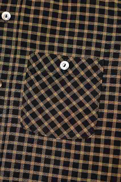 DELUXEWARE (デラックスウエア)　長袖シャツ　LV-24　"THROUGH GINGHAM CHECK"　ブラック×イエロー