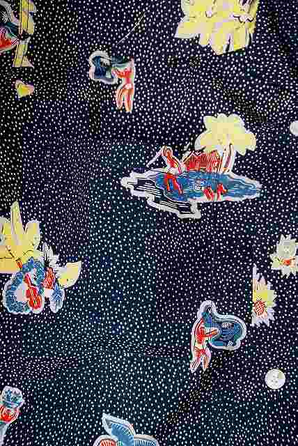 DUKE KAHANAMOKU (デューク・カハナモク)　半袖ハワイアンシャツ　DK38677　"DUKE'S POLKA-DOTS"　ネイビー