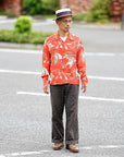 SUN SURF (サンサーフ)　長袖ハワイアンシャツ　SS29205　"SOUTH SEA OUTRIGGER"　レッド