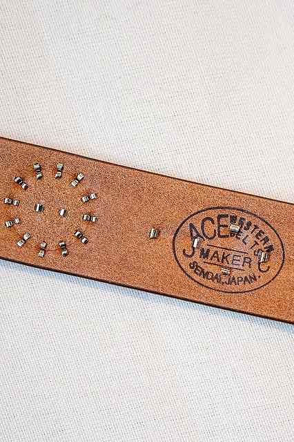Dapper's(ダッパーズ) × ACE WESTERN BELTS(エースウエスタンベルト)　スタッズベルト　1488B　"Denver 1930’s Style Studs Belt"　ラセット