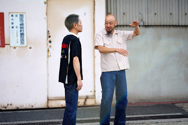 ADJUSTABLE COSTUME (アジャスタブルコスチューム)　半袖オープンカラーシャツ　AS-121　"COTTON DOBBY STRIPE S/S OPEN SHIRT"　ベージュ