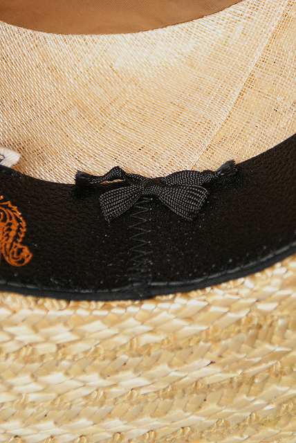 ADJUSTABLE COSTUME (アジャスタブルコスチューム)　ボーターハット(カンカン帽)　AHT-013　"Straw Boater Hat"　ネイビー×レッド