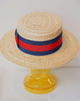 ADJUSTABLE COSTUME (アジャスタブルコスチューム)　ボーターハット(カンカン帽)　AHT-013　"Straw Boater Hat"　ネイビー×レッド