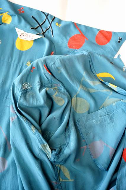 STAR OF HOLLYWOOD (スターオブハリウッド)　半袖オープンシャツ　SH39084　"ROCKIN' NOTES"　ブルー