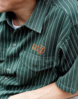 SUGAR CANE (シュガーケーン)　半袖ワークシャツ　SC39305　"COKE STRIPE WORK SHIRT with EMBROIDERED"　グリーン