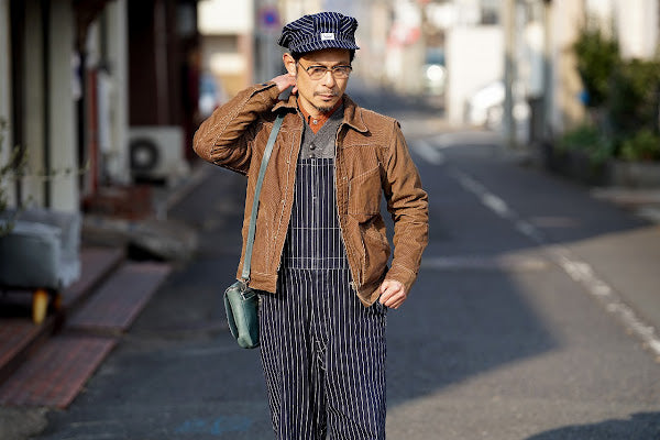 DELUXEWARE (デラックスウエア)　長袖シャツ　LV-21　"THROUGH STRIPE"　RD.オレンジ