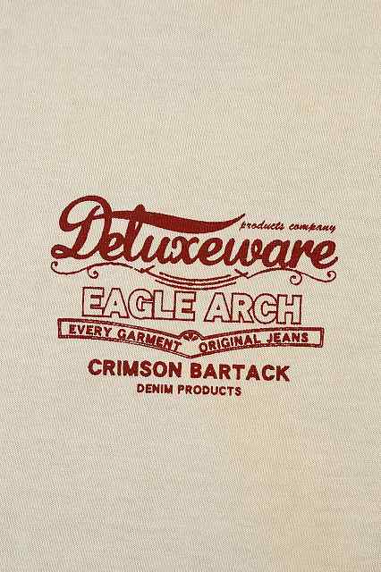 DELUXEWARE (デラックスウエア)　半袖Tシャツ　BRGX-22D　"EAGLE ARCH"　オイルベージュ