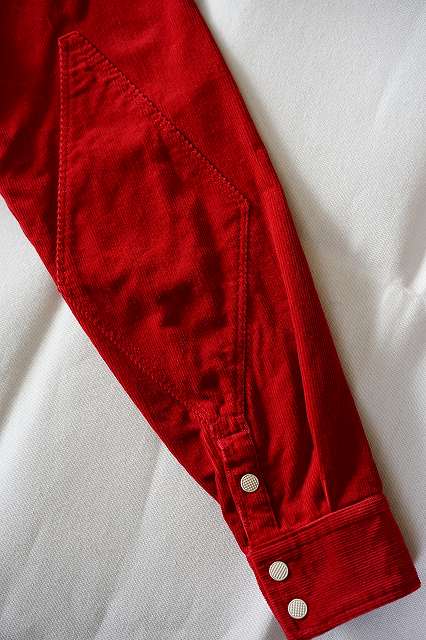 シュガーケーン×ミスターフリーダム　コーデュロイ・ウエスタンシャツ　SC28946　"MFSC "HOOPER" CORDUROY DUDE RANCHER"　レッド