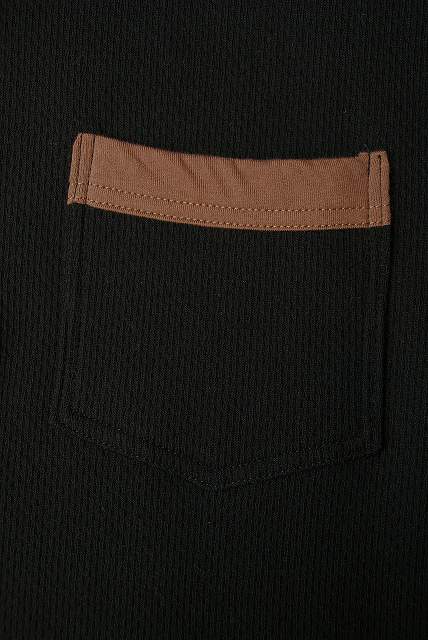 Dapper's (ダッパーズ)　ヘンリーネック・半袖メッシュTシャツ　1465　"Henley Neck S/S Mesh Tee"　ブラック×ブロンズ