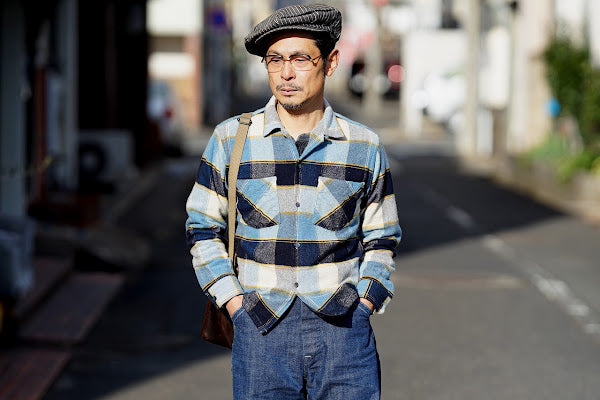 DELUXEWARE (デラックスウエア)　ウールシャツ　MVB-14　"THROUGH WOOL SHIRT"　ブルーチェック