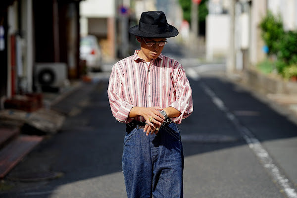 WARE HOUSE (ウエアハウス)　長袖プルオーバーシャツ　3050　"1900'S COLORED BODIES SHIRTS (ROUND COLLAR)"　レッド
