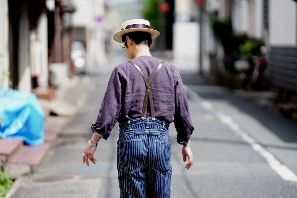 Dapper's (ダッパーズ)　リネン・プルオーバーシャツ　1623　"Round Placket Miners Pullover Shirts"　グレープ