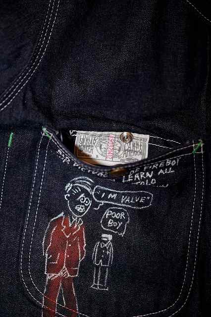 SUGAR CANE (シュガーケーン)　11oz.ブルーデニム・ワークコート　SC15449　"1920's CARTOON WORK COAT"　インディゴデニム・ワンウォッシュ